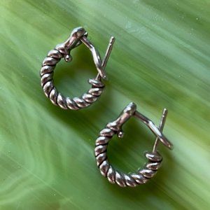 Vintage Sterling Silver Twist Hoop Earrings